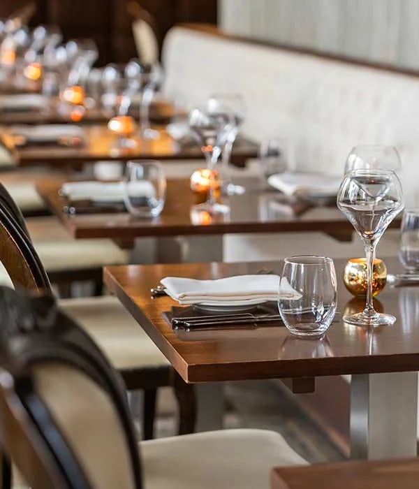 Tables laid in a row at The Mint Room
