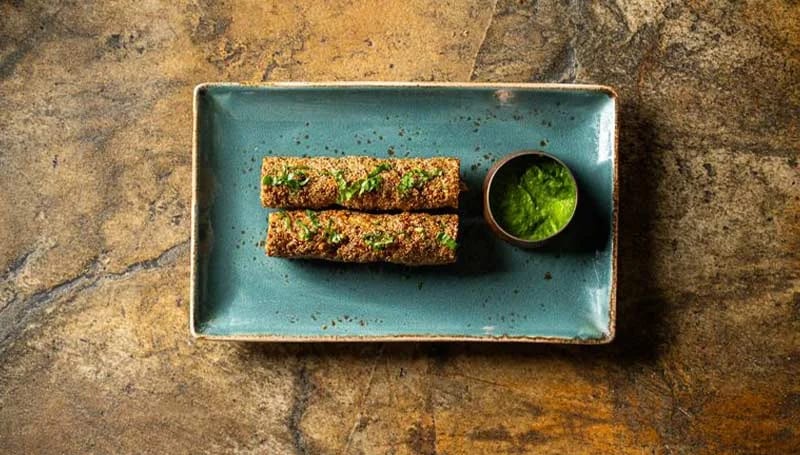 seekh kebab, on teal